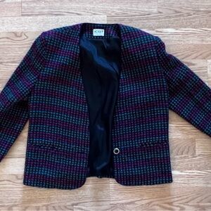 Koret Purple & Teal Plaid Open-Front Blazer Jacket